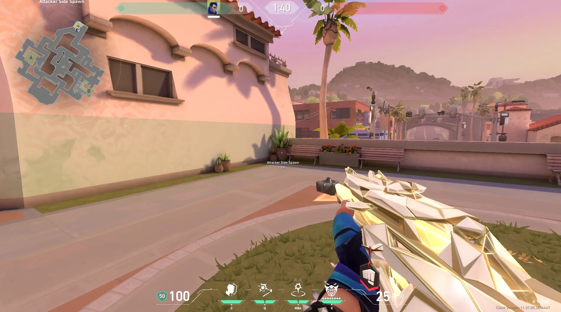 Attacker Spawn to B Main #1 — Yoru lineup on Sunset