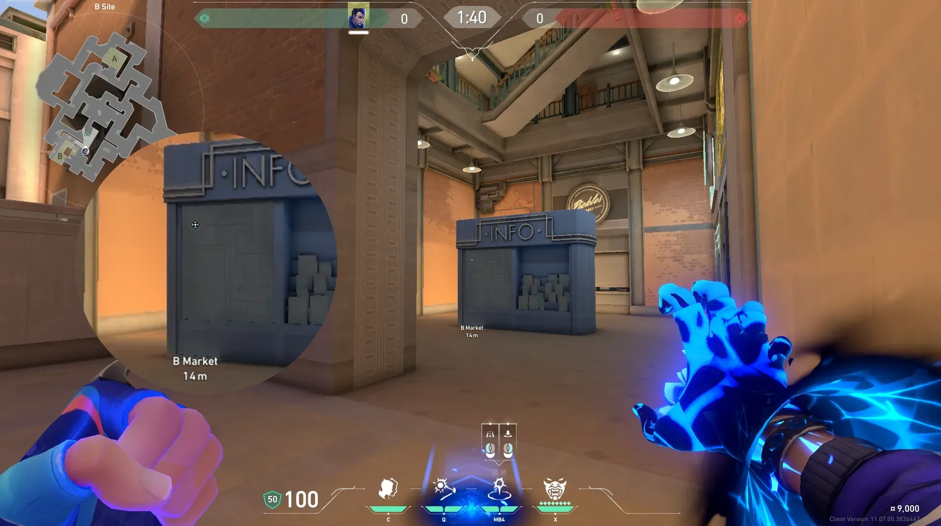 Yoru Gatecrash on Sunset Defense Site A — step 2 of 4: Aim — line up the shot