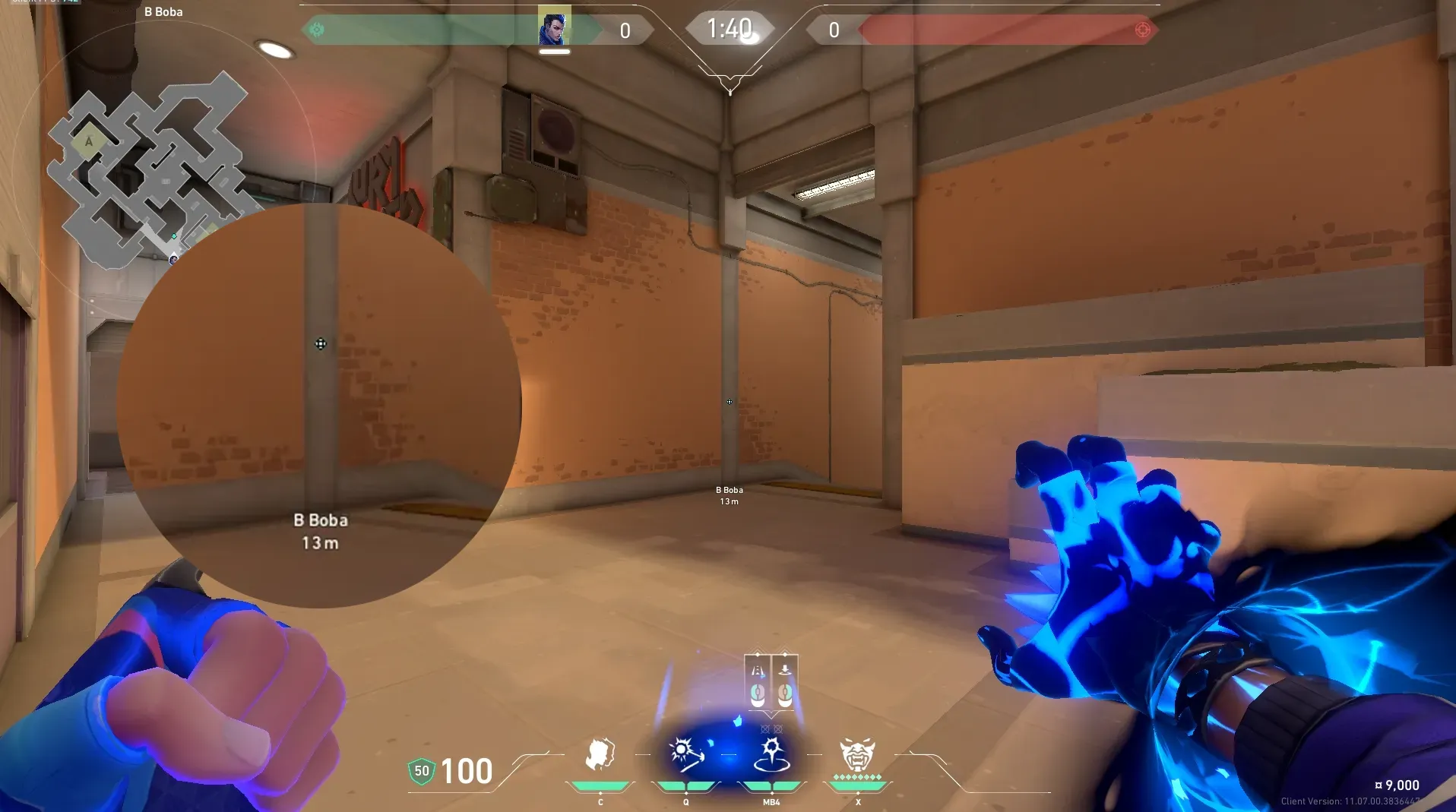 Yoru Gatecrash on Sunset Defense Mid — step 2 of 3: Aim — line up the shot