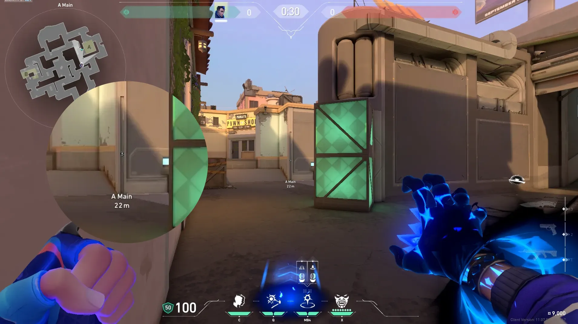 Yoru Gatecrash on Sunset Attack Site A — step 2 of 3: Aim — line up the shot