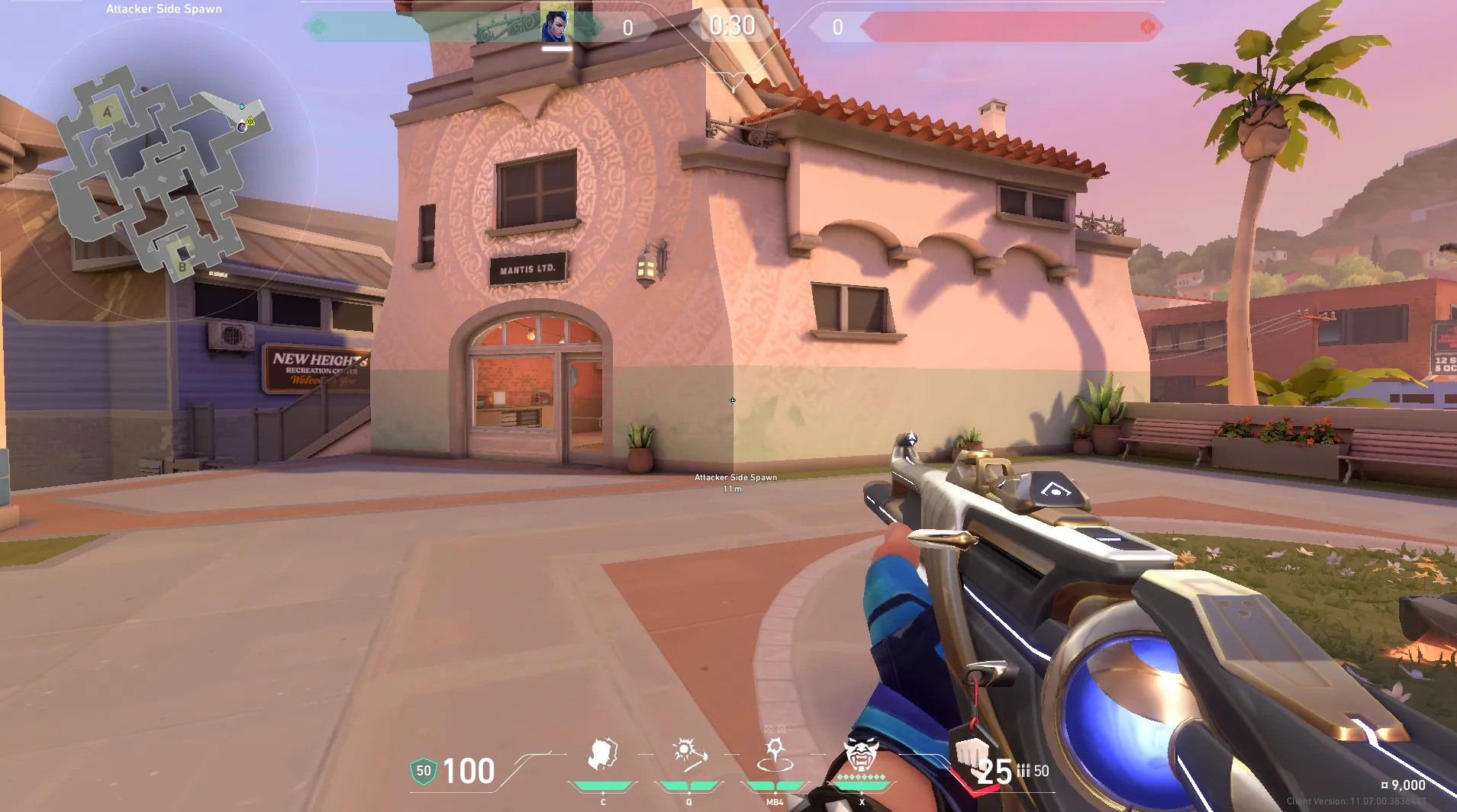Attacker Spawn to B Main #3 — Yoru lineup on Sunset