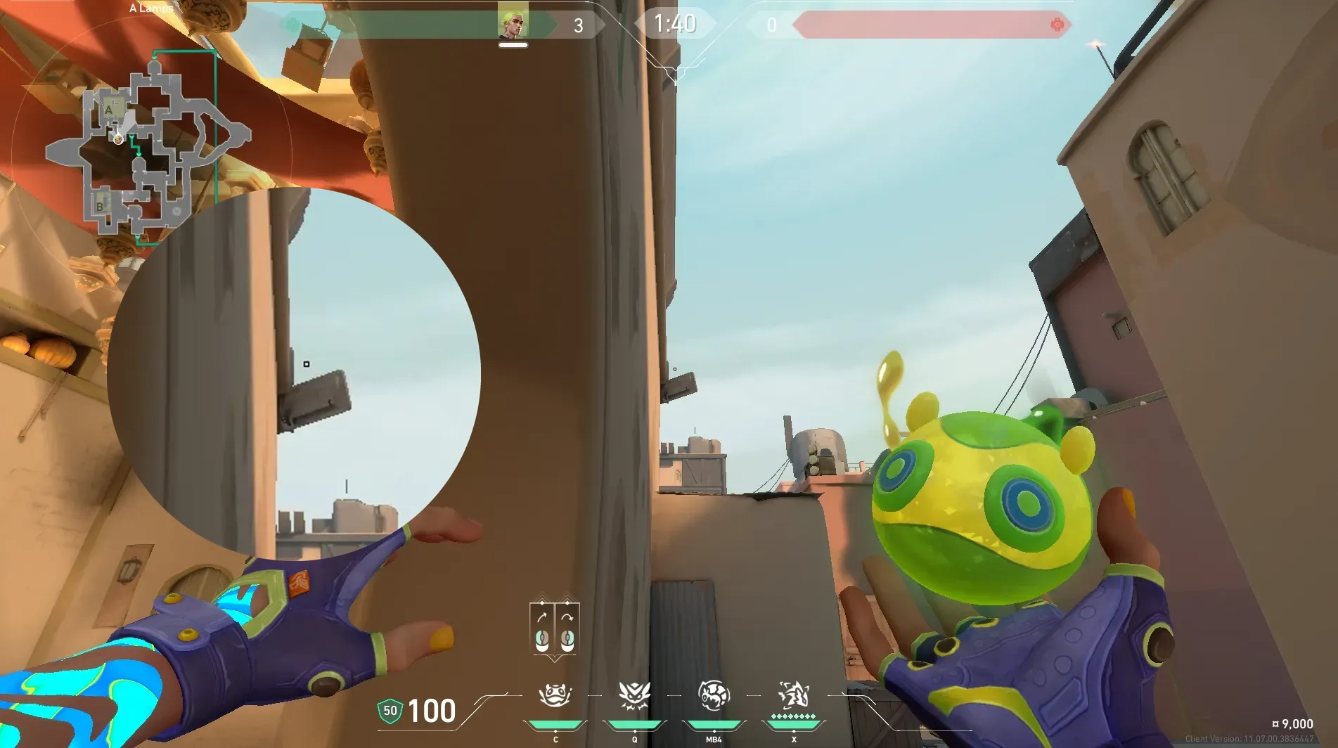 Gekko Mosh Pit on Bind Defense Site A — step 2 of 3: Aim — line up the shot