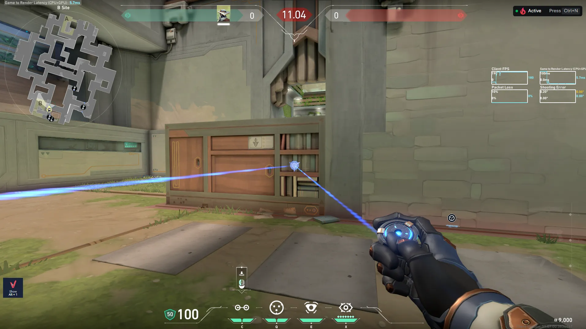 Cypher Trapwire on Abyss Defense Site B — step 2 of 5: Aim — line up the shot