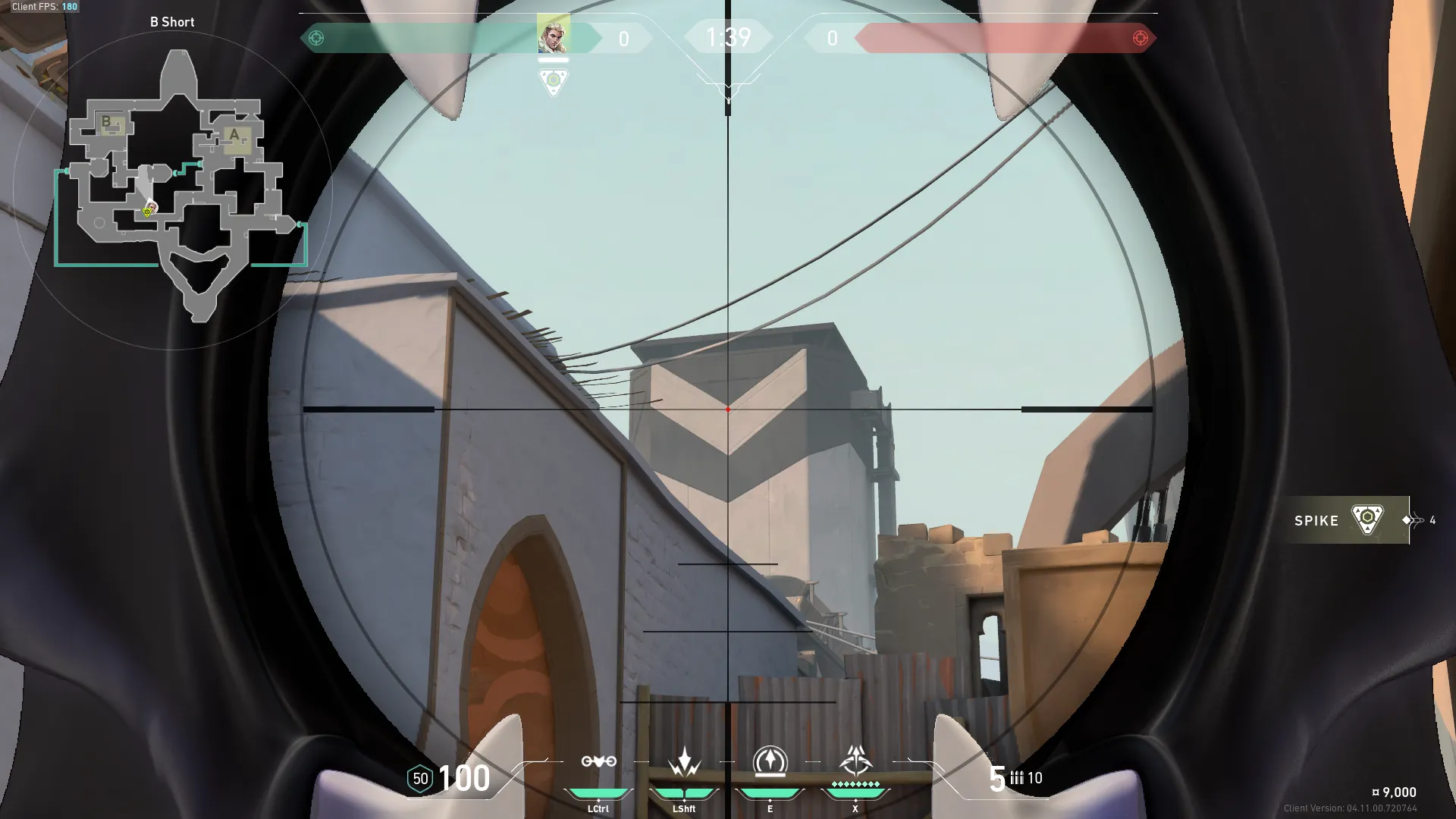 Sova Recon Bolt on Bind Attack Site B — step 2 of 3: Aim — line up the shot