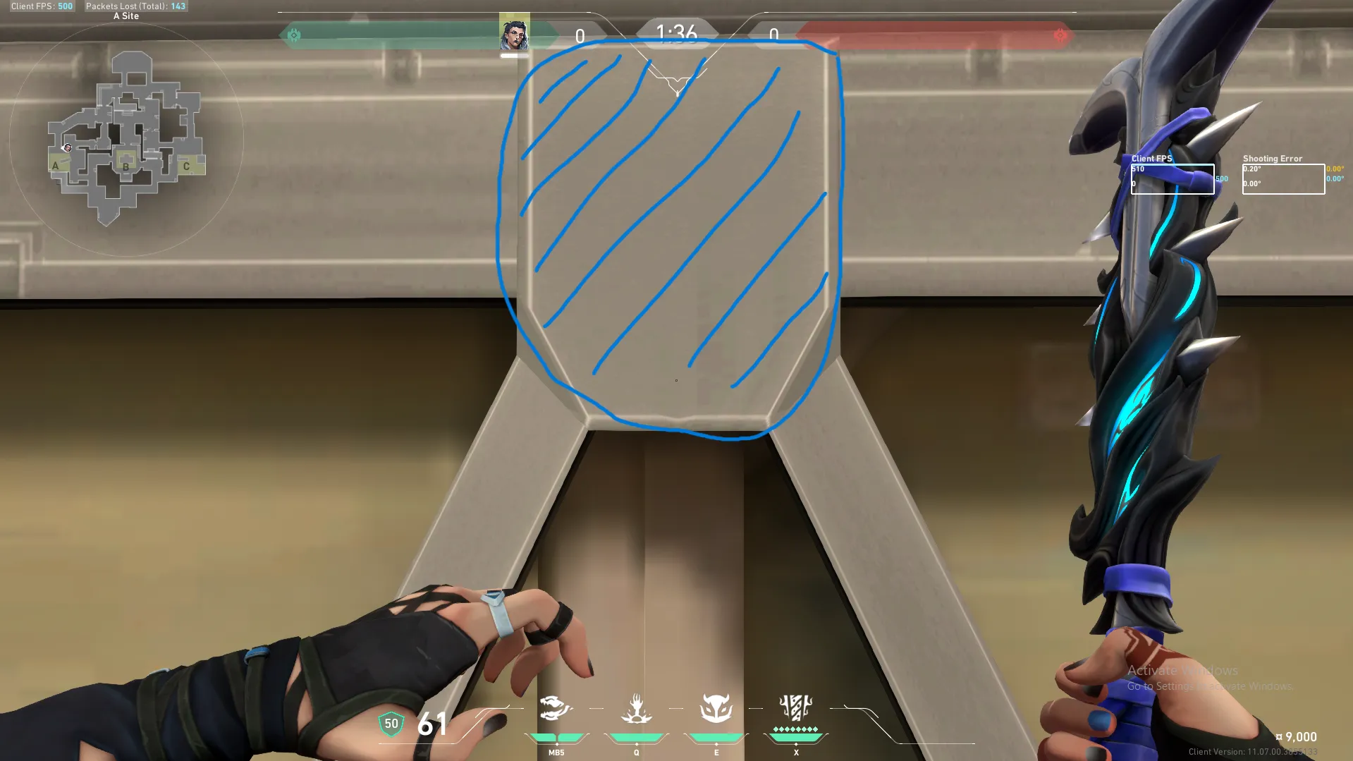 Fade Haunt on Haven Defense Site A — step 3 of 4: Aim — line up the shot