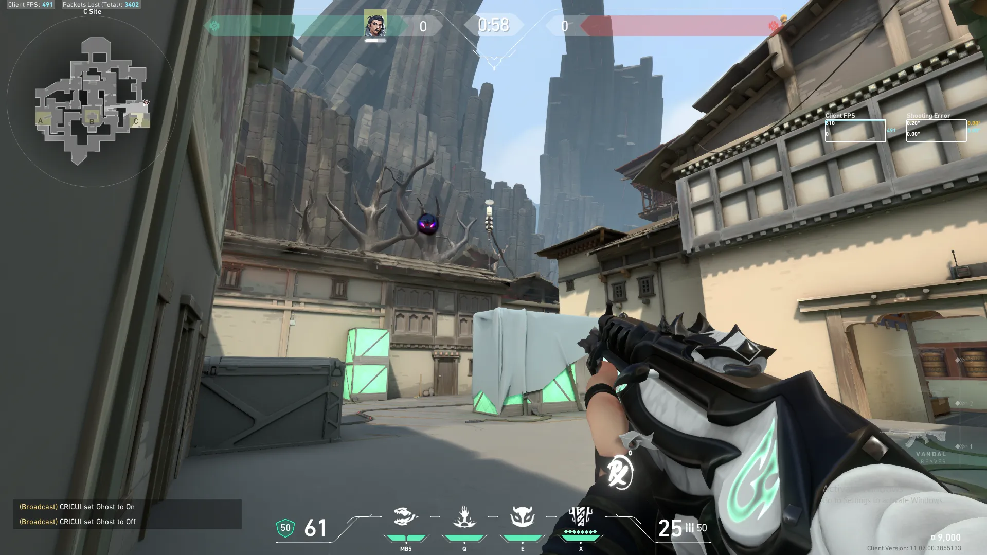 Fade Haunt on Haven Defense Site C — step 5 of 6: Aim — line up the shot