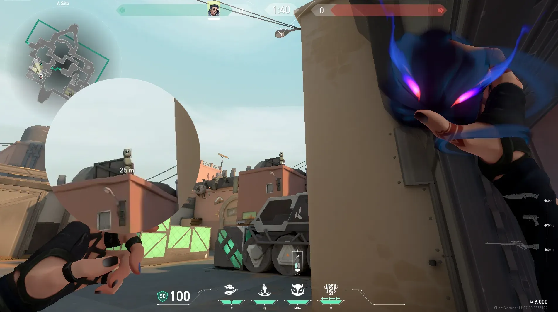 Fade Haunt on Bind Defense Site A — step 2 of 5: Aim — line up the shot