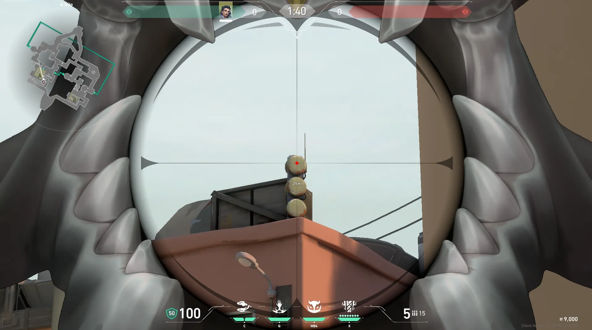 Fade Haunt on Bind Defense Site A — step 3 of 5: Aim — line up the shot