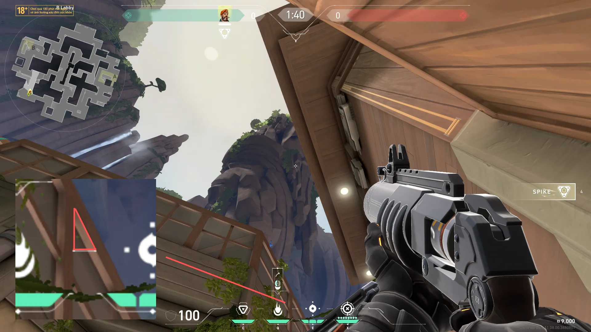 Brimstone Incendiary on Abyss Attack Site B — step 2 of 3: Aim — line up the shot