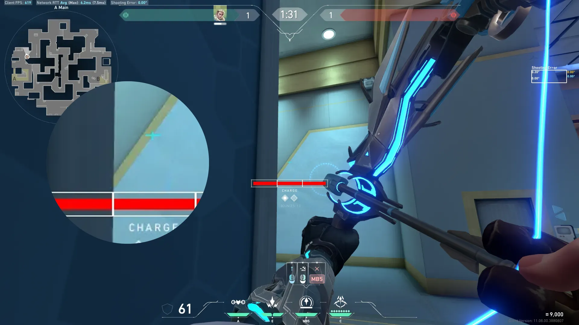 Sova Recon Bolt on Abyss Attack Site A — step 2 of 3: Aim — line up the shot