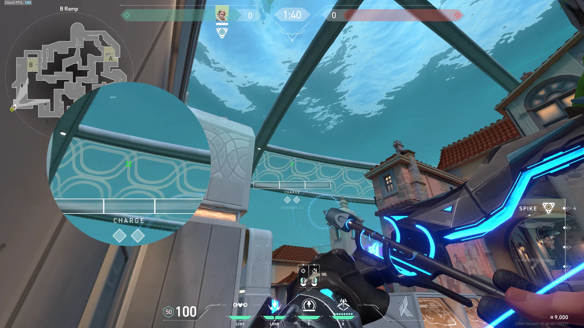 Sova Recon Bolt on Pearl Attack Site B — step 2 of 3: Aim — line up the shot