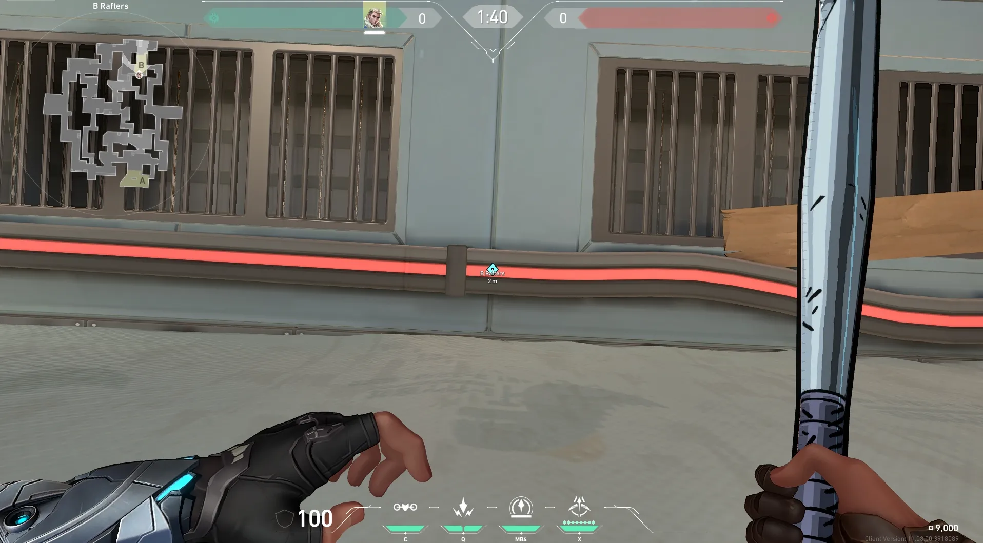 Sova Recon Bolt on Split Defense Site B — step 2 of 6: Aim — line up the shot