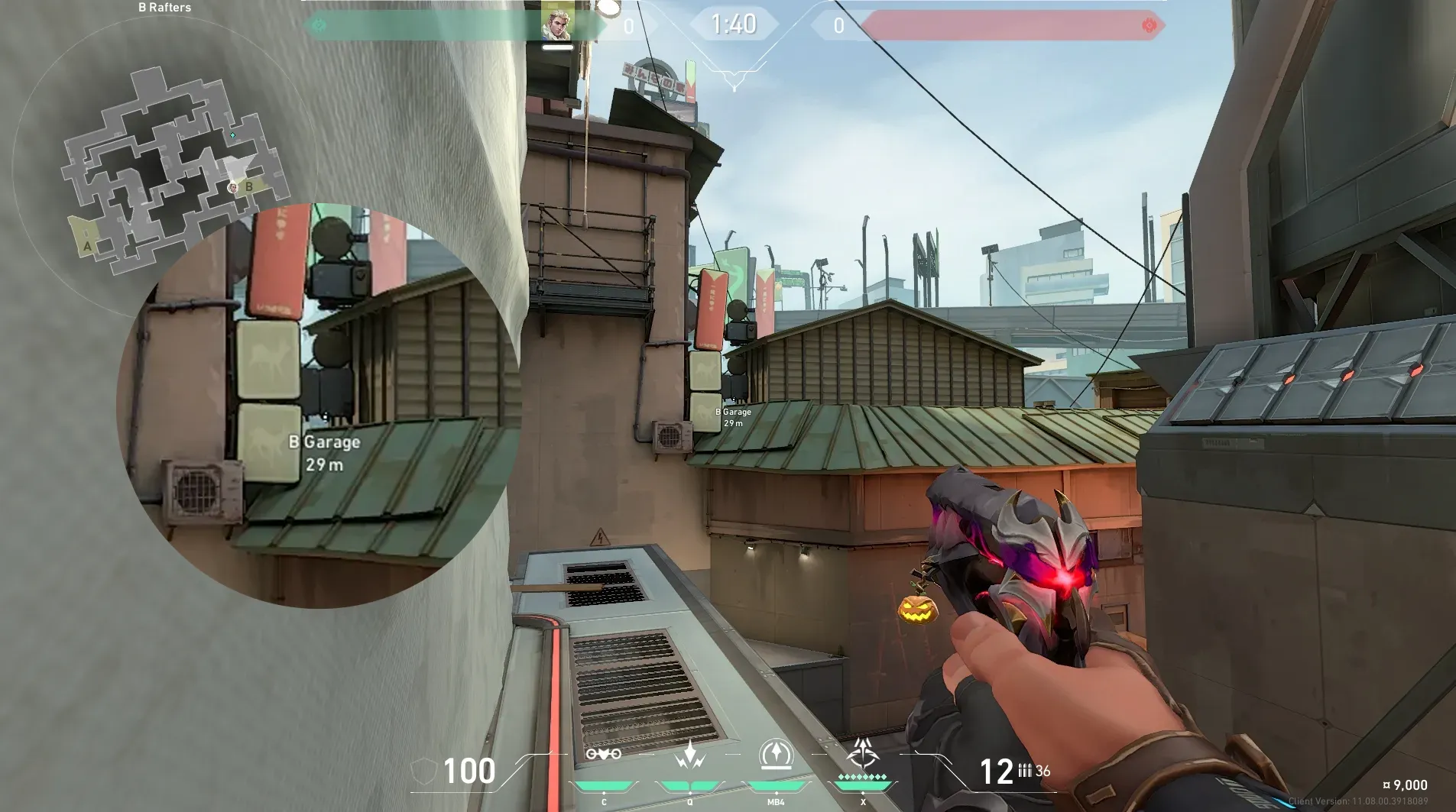 Sova Recon Bolt on Split Defense Site B — step 3 of 6: Aim — line up the shot