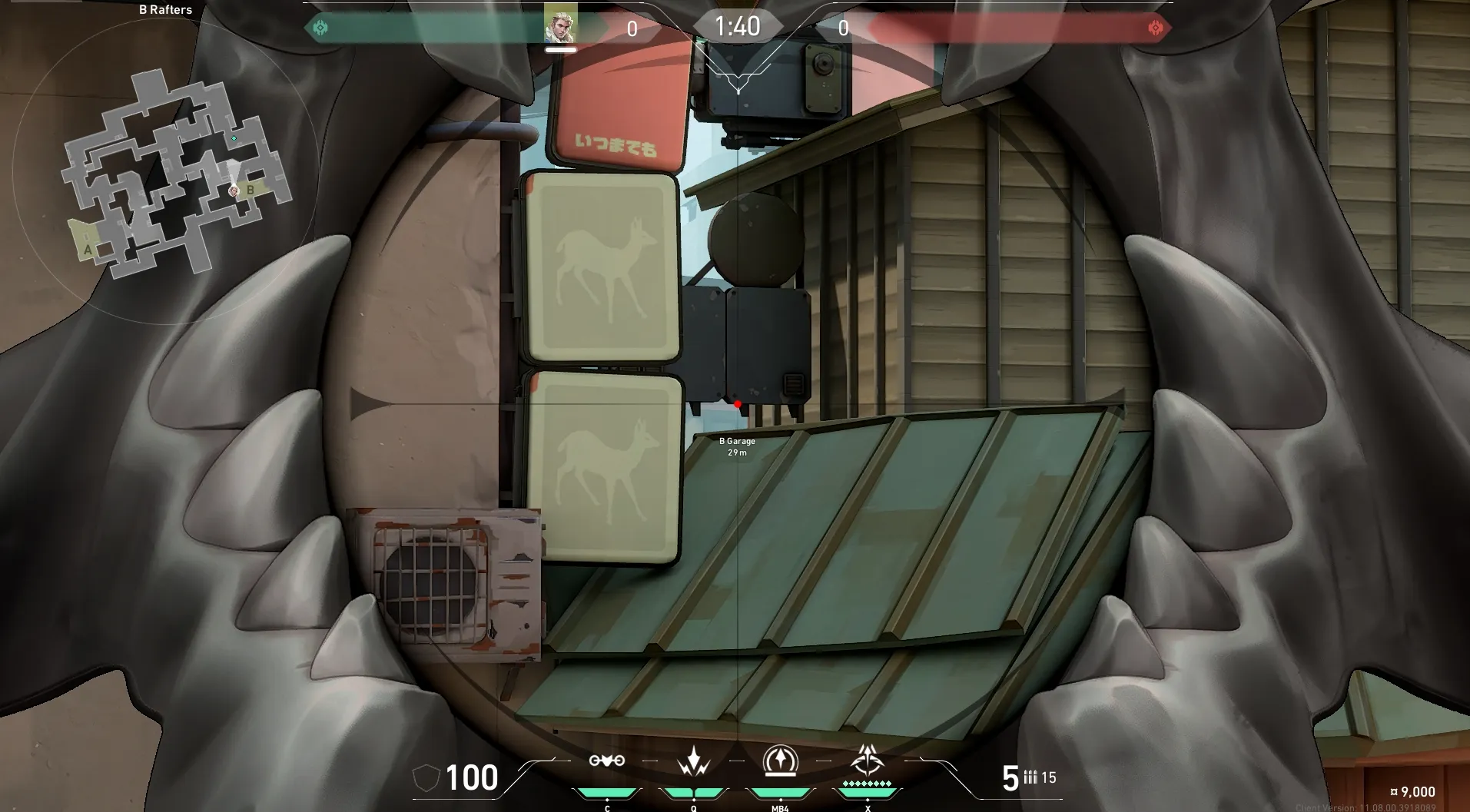 Sova Recon Bolt on Split Defense Site B — step 4 of 6: Aim — line up the shot