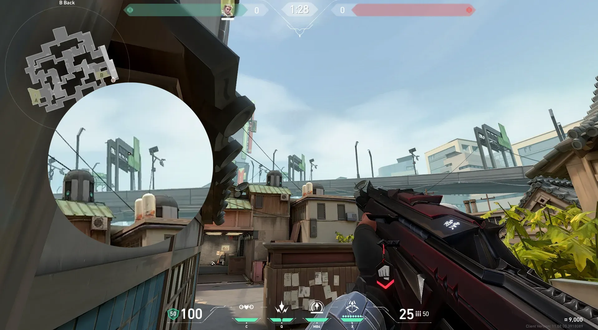 Sova Recon Bolt on Split Defense Mid — step 2 of 4: Aim — line up the shot