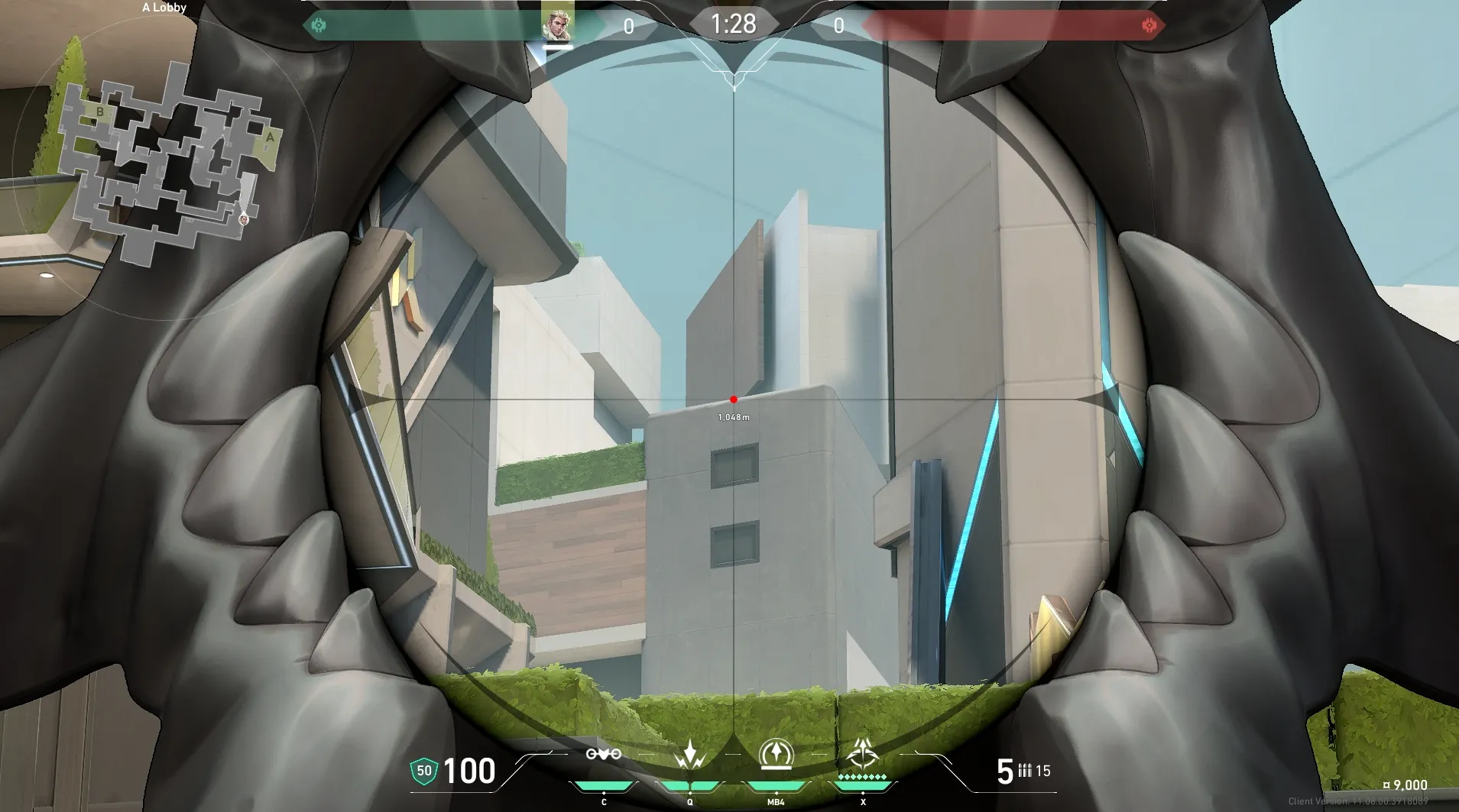 Sova Recon Bolt on Split Attack Site A — step 3 of 4: Aim — line up the shot