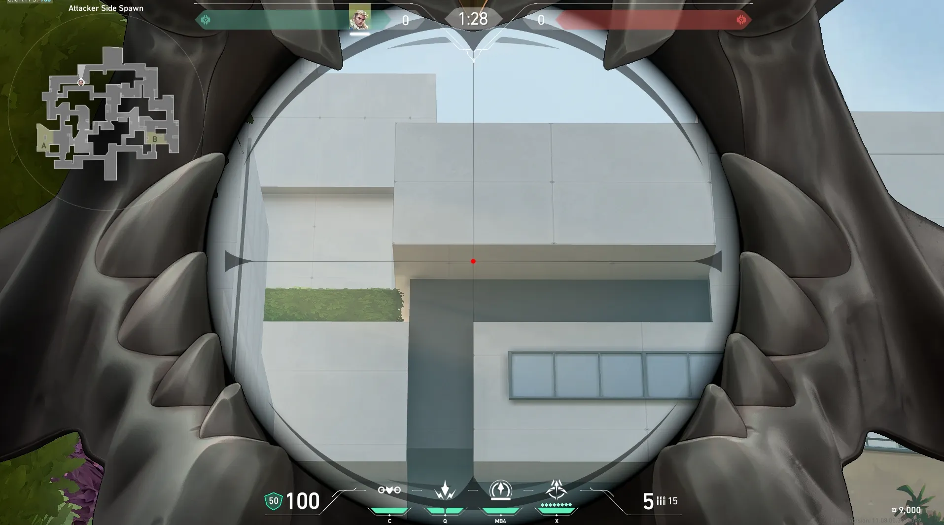 Sova Recon Bolt on Split Attack Site A — step 3 of 5: Aim — line up the shot