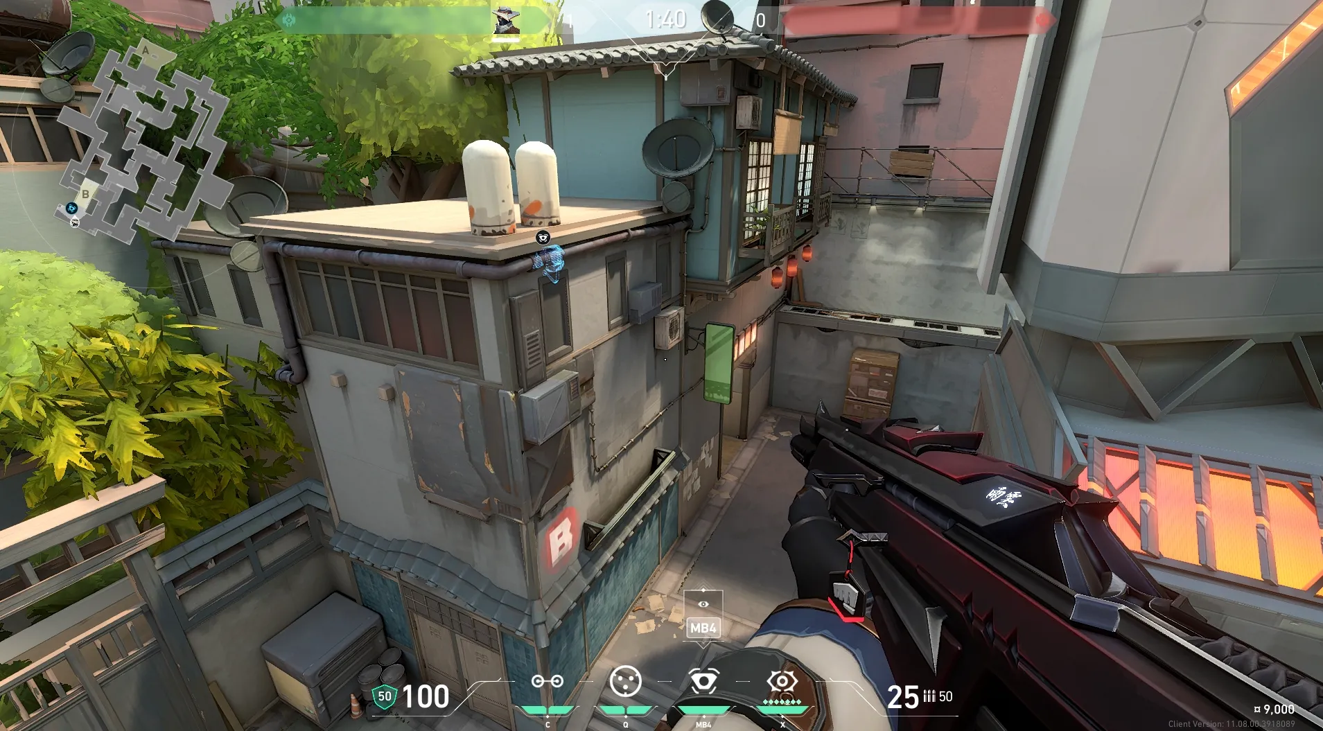 Sova Shock Bolt on Split Attack Site B — step 5 of 6: Aim — line up the shot
