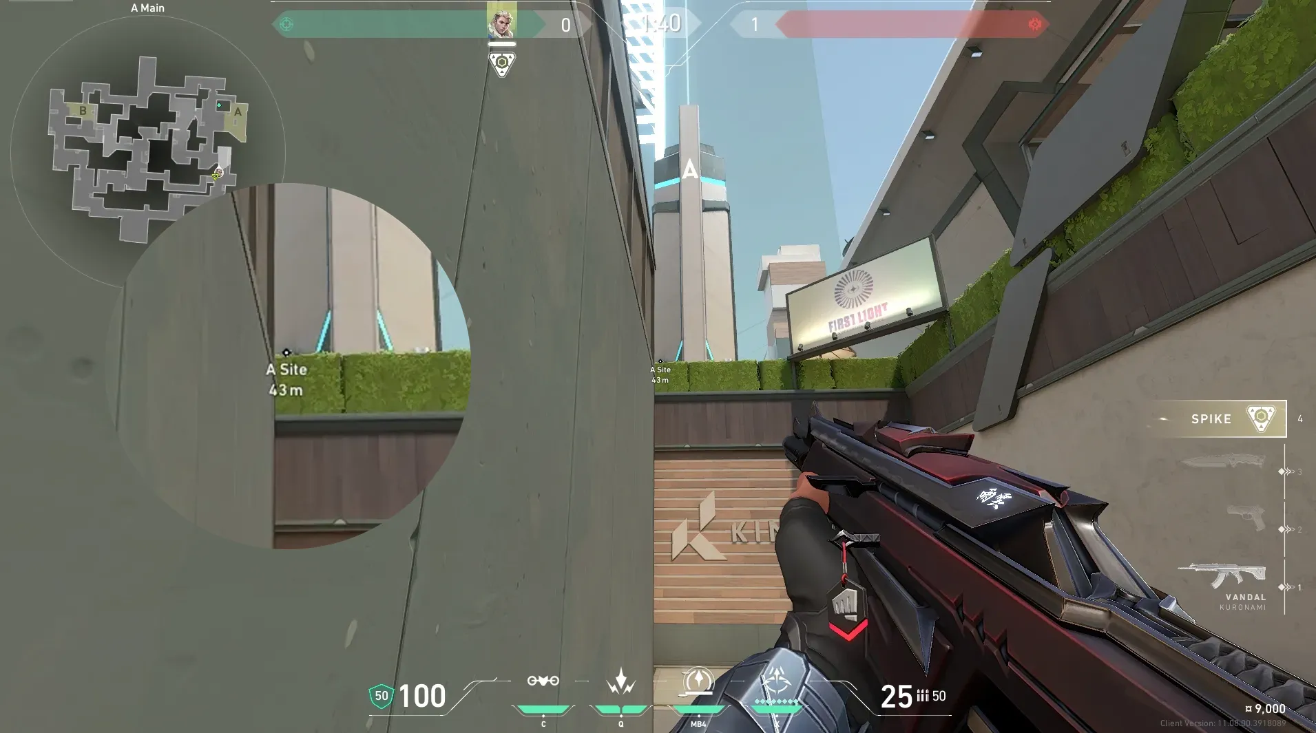 Sova Recon Bolt on Split Attack Site A — step 2 of 4: Aim — line up the shot
