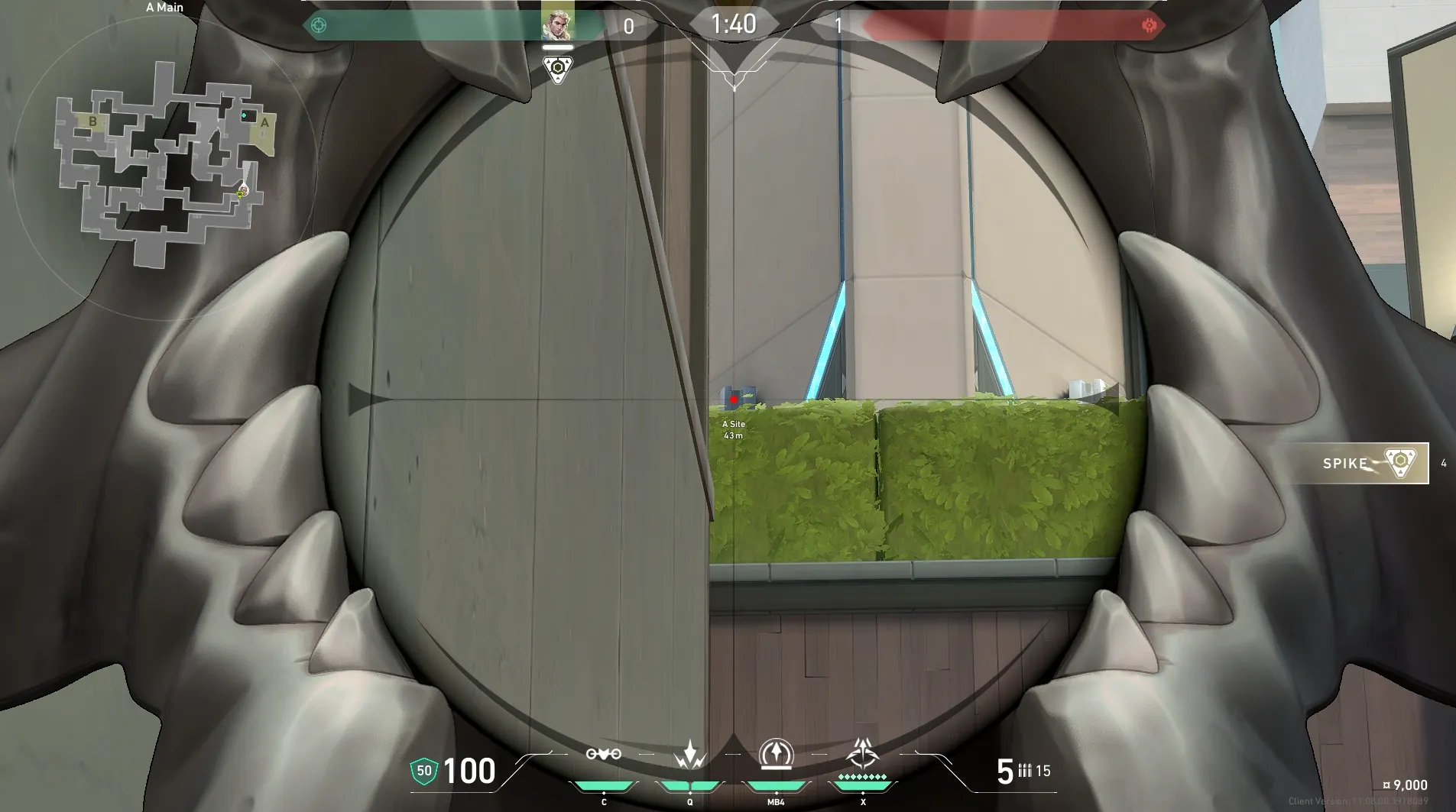 Sova Recon Bolt on Split Attack Site A — step 3 of 4: Aim — line up the shot