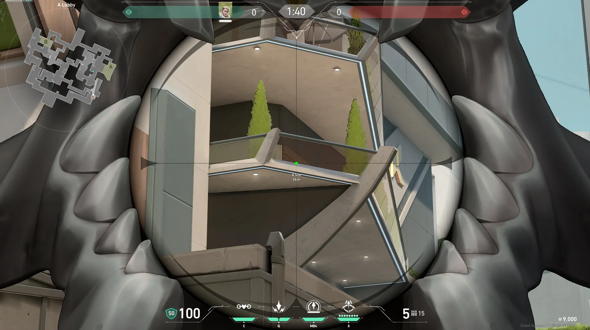 Sova Recon Bolt on Split Attack Site A — step 3 of 4: Aim — line up the shot