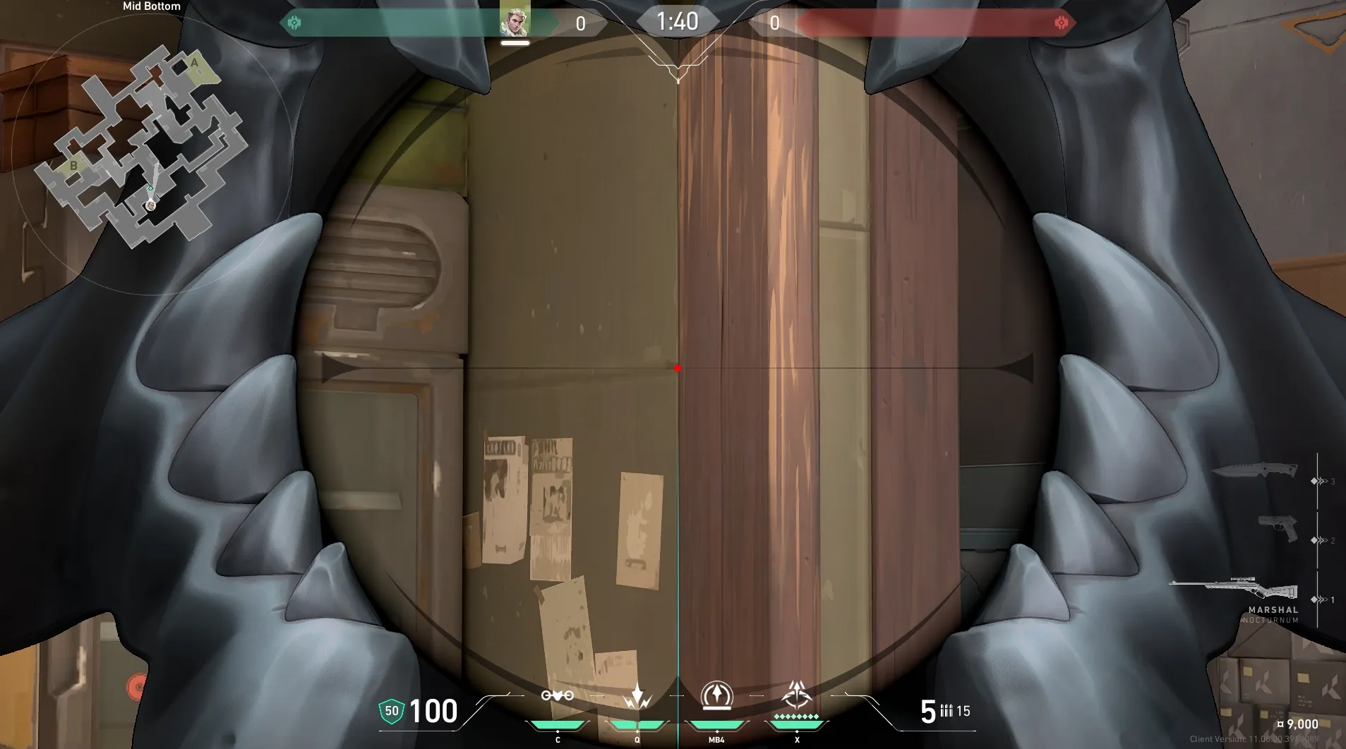 Sova Recon Bolt on Split Attack Mid — step 3 of 5: Aim — line up the shot