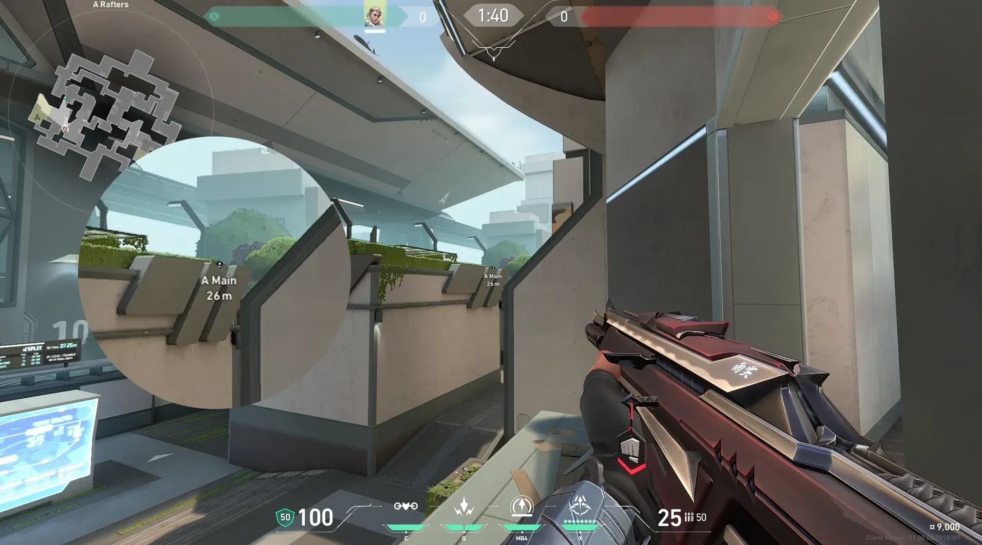 Sova Recon Bolt on Split Defense Site A — step 2 of 4: Aim — line up the shot