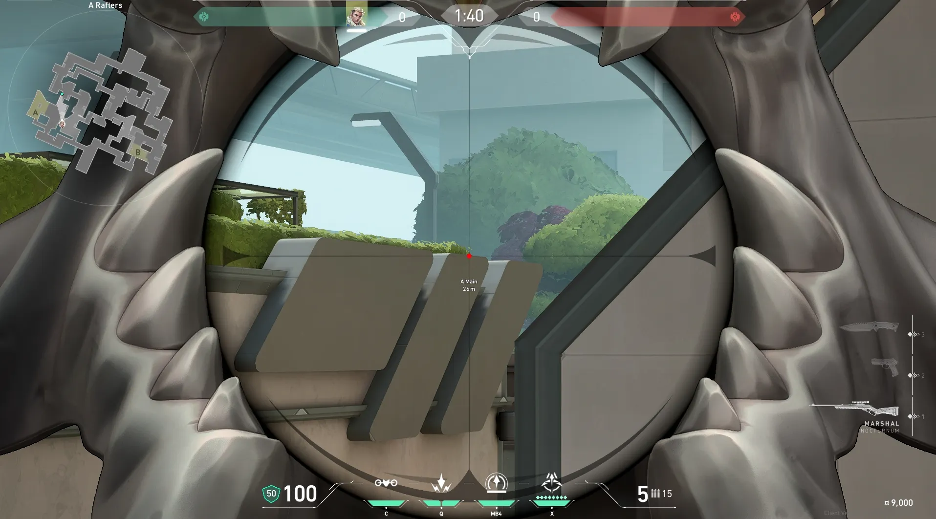 Sova Recon Bolt on Split Defense Site A — step 3 of 4: Aim — line up the shot