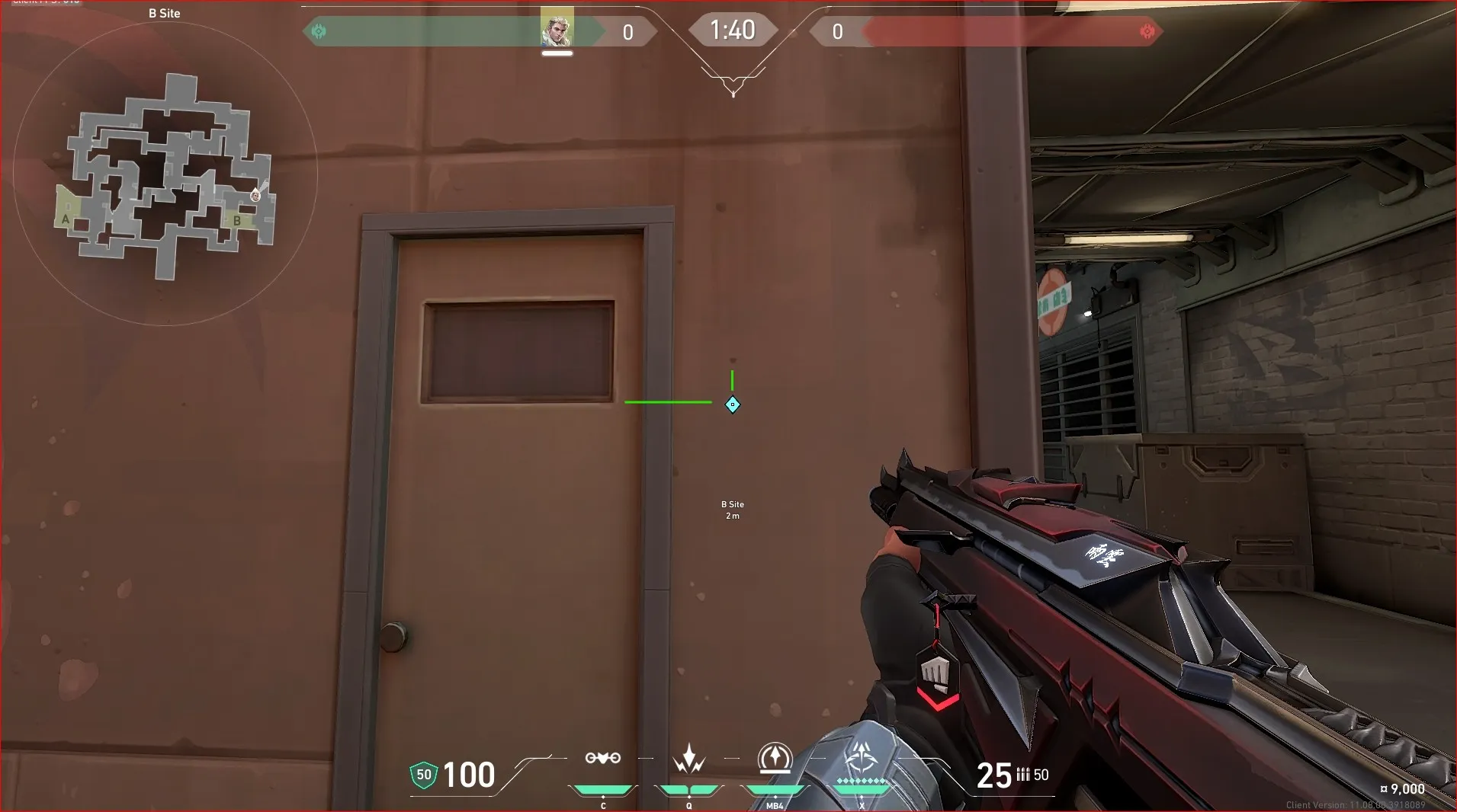 Sova Recon Bolt on Split Defense Site B — step 3 of 5: Aim — line up the shot
