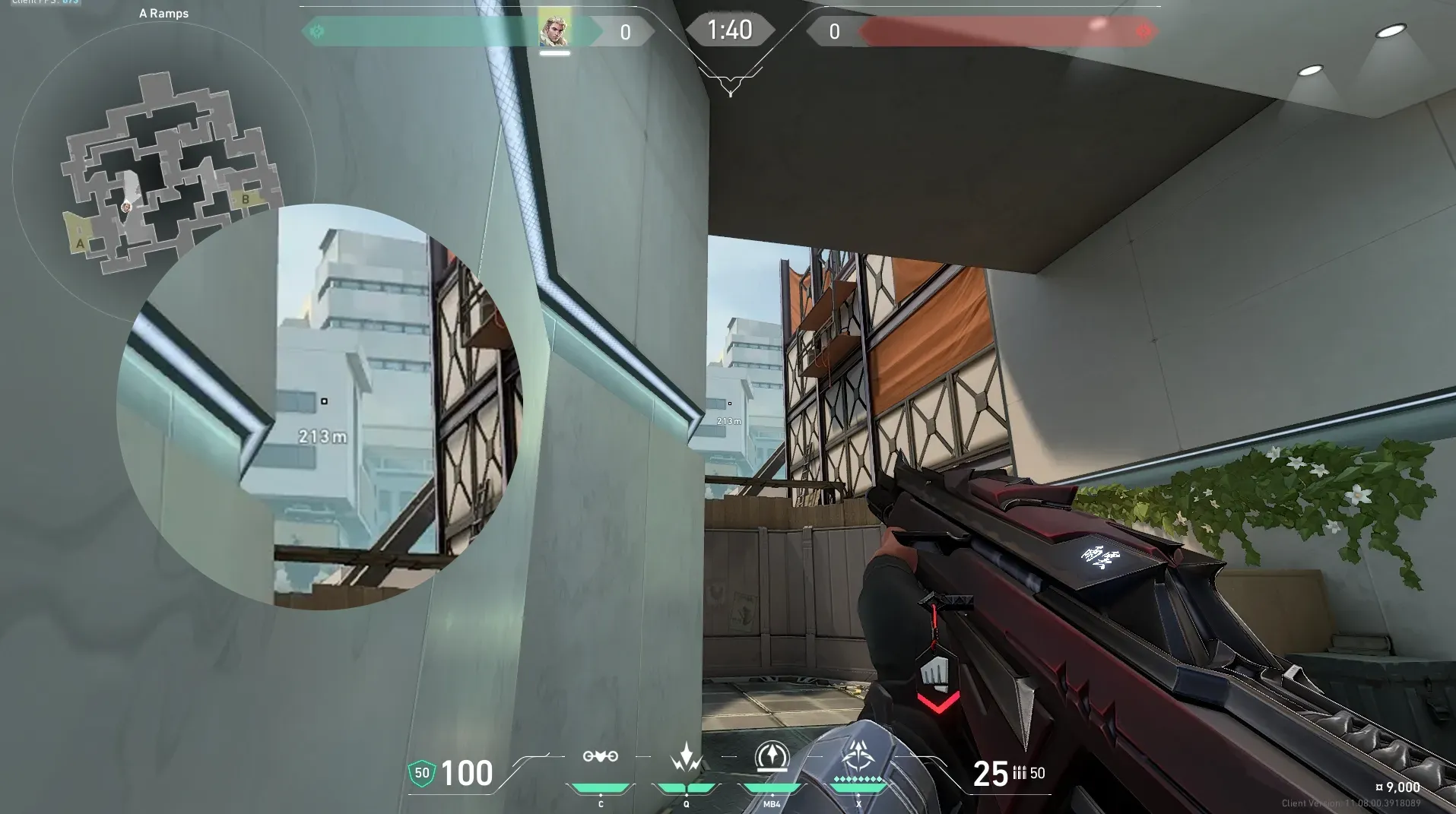 Sova Recon Bolt on Split Attack Site B — step 2 of 4: Aim — line up the shot