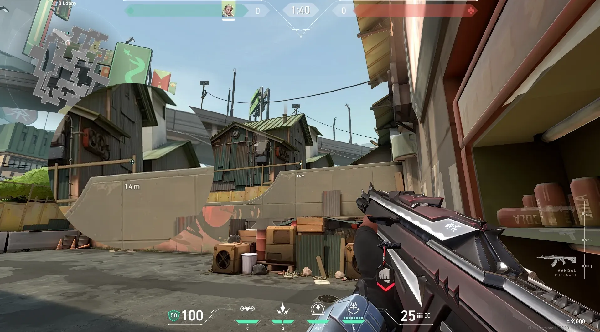 Sova Recon Bolt on Split Attack Site B — step 2 of 5: Aim — line up the shot