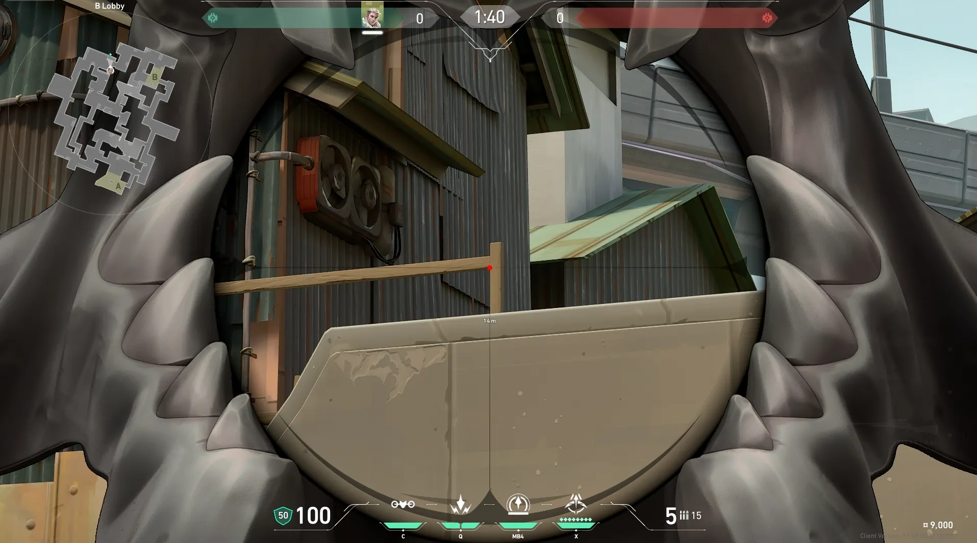 Sova Recon Bolt on Split Attack Site B — step 3 of 5: Aim — line up the shot