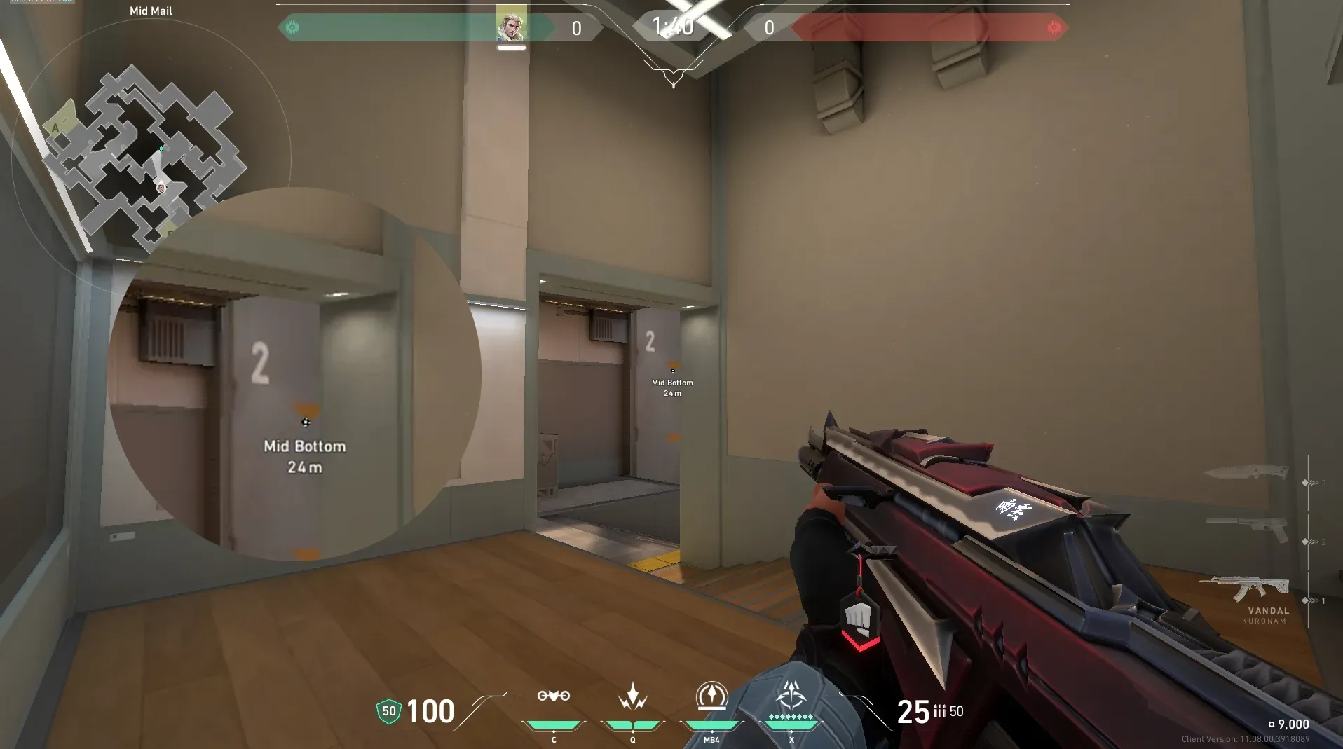 Sova Recon Bolt on Split Defense Mid — step 2 of 4: Aim — line up the shot