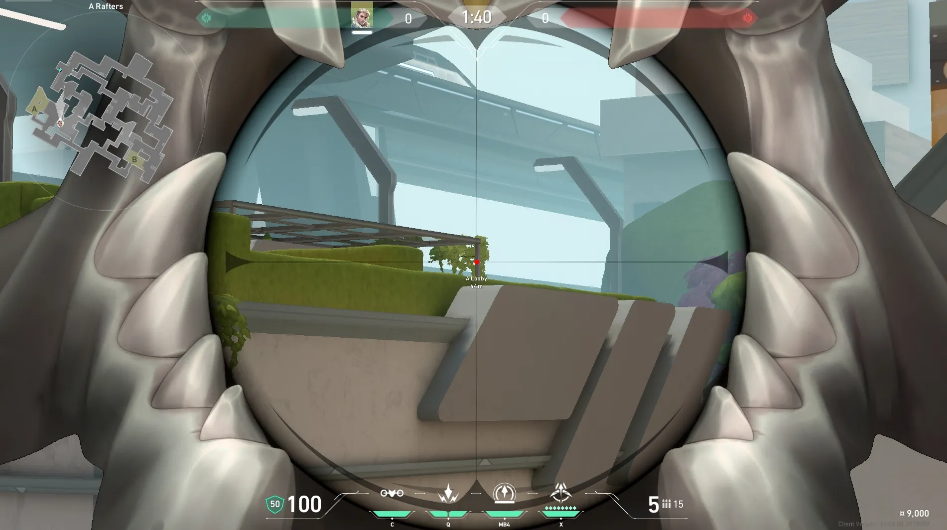 Sova Recon Bolt on Split Defense Site A — step 3 of 4: Aim — line up the shot