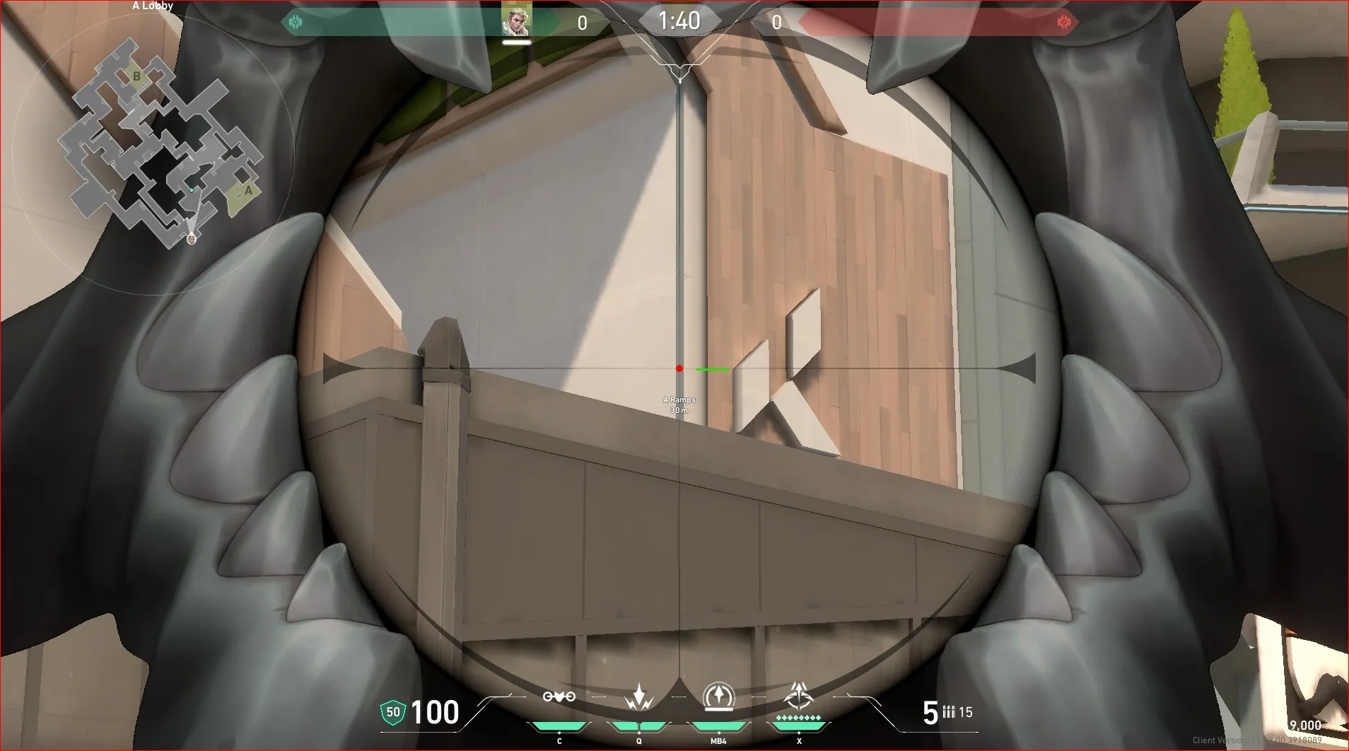 Sova Recon Bolt on Split Attack Site A — step 3 of 4: Aim — line up the shot