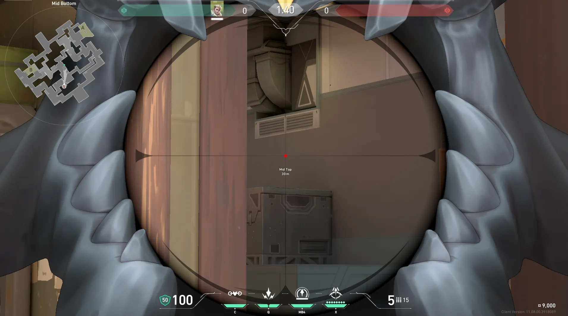 Sova Recon Bolt on Split Attack Mid — step 3 of 4: Aim — line up the shot