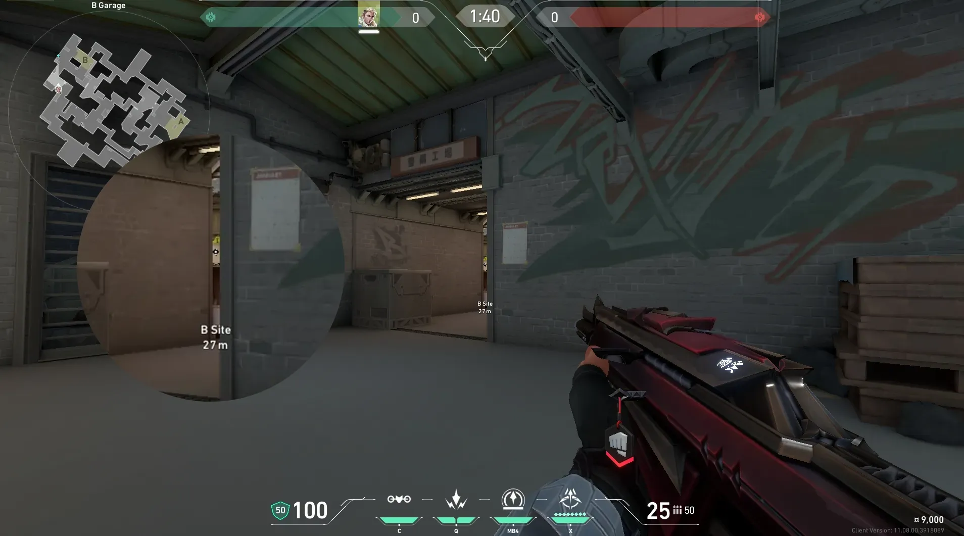 Sova Shock Bolt on Split Attack Site B — step 2 of 4: Aim — line up the shot