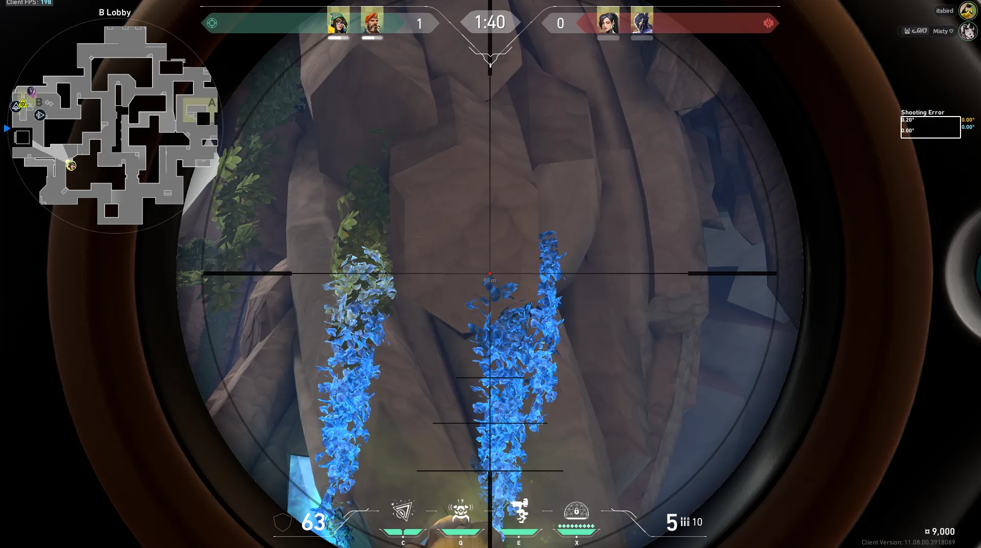 Killjoy Nanoswarm on Abyss Attack Site B — step 2 of 3: Aim — line up the shot