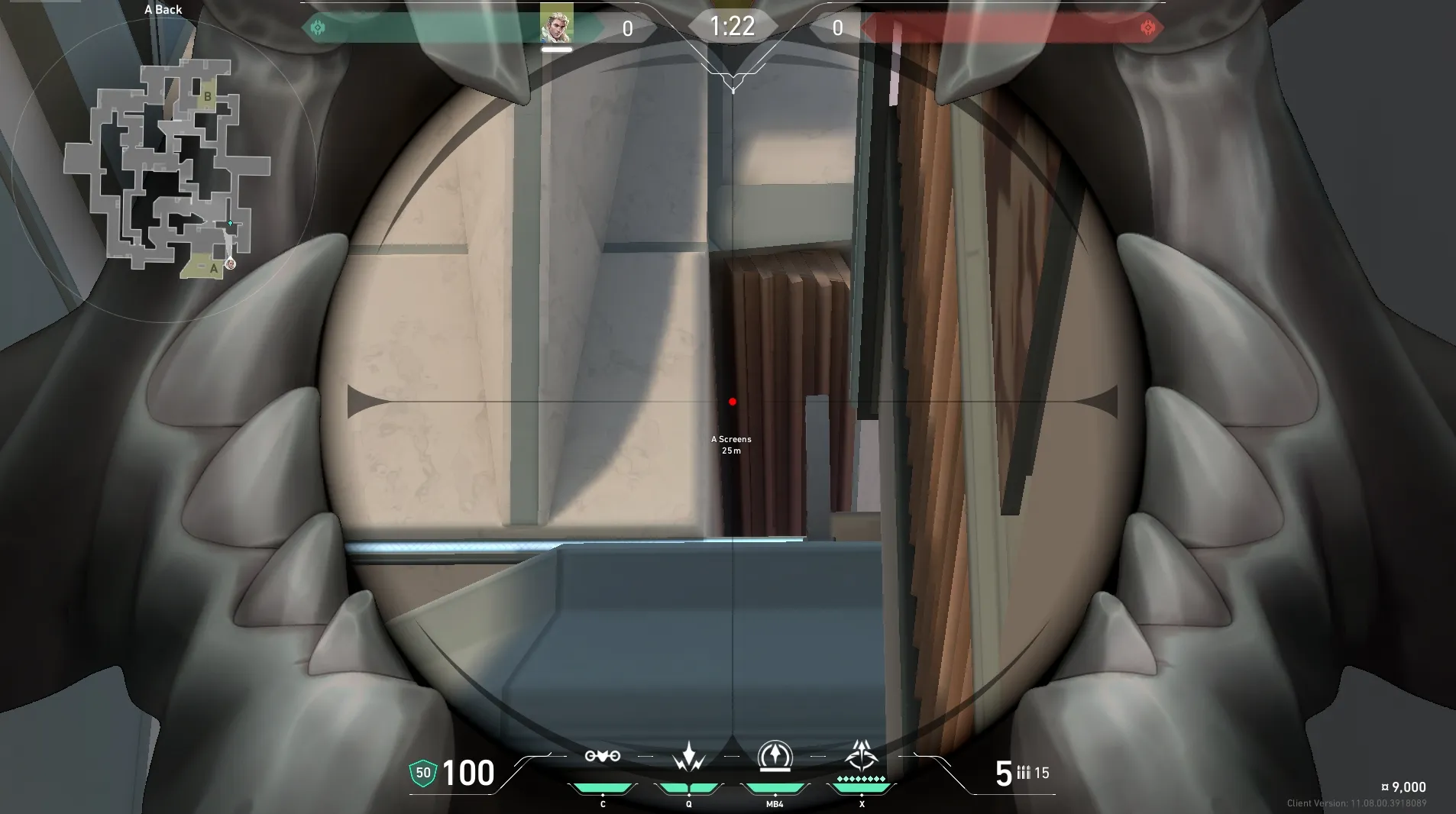 Sova Recon Bolt on Split Defense Site A — step 3 of 4: Aim — line up the shot