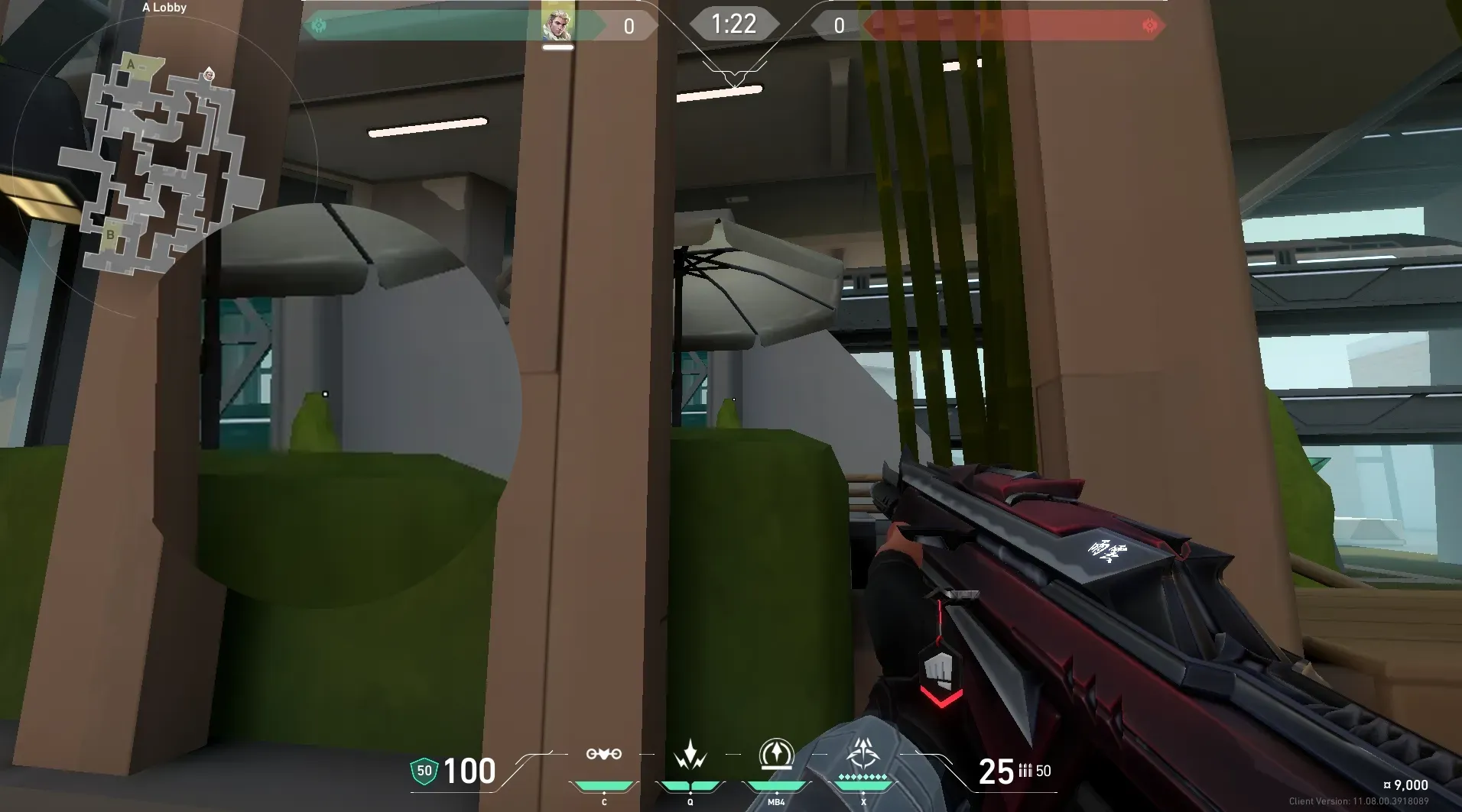 Sova Recon Bolt on Split Attack Site A — step 2 of 5: Aim — line up the shot