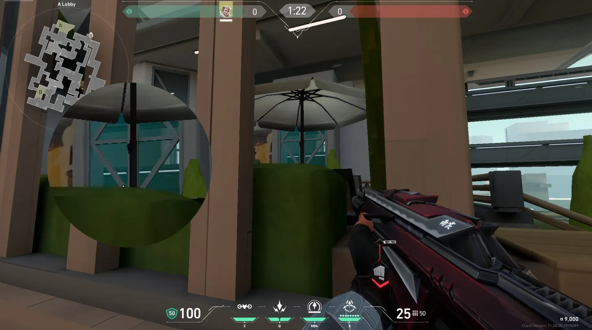 Sova Recon Bolt on Split Attack Site A — step 2 of 5: Aim — line up the shot
