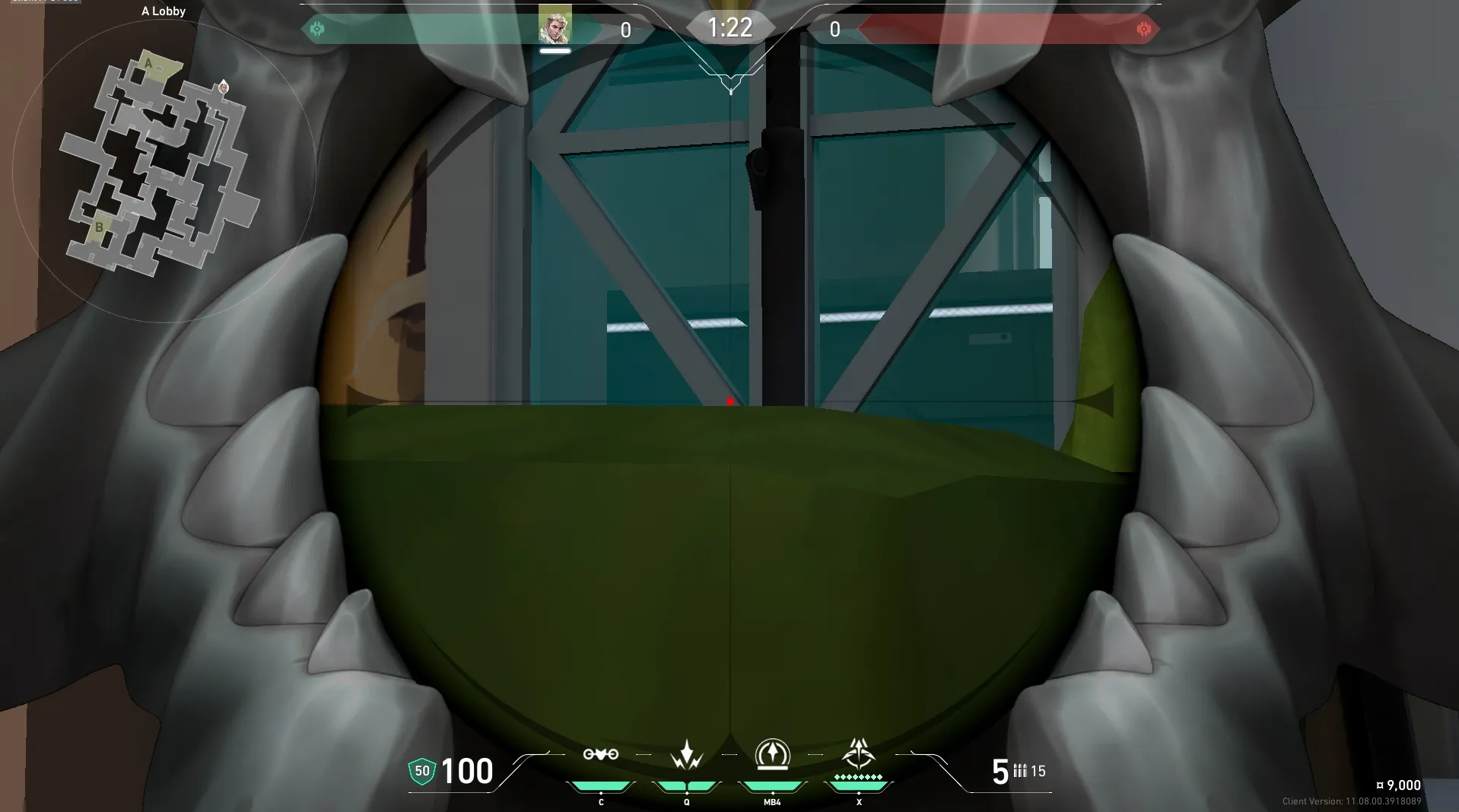 Sova Recon Bolt on Split Attack Site A — step 3 of 5: Aim — line up the shot
