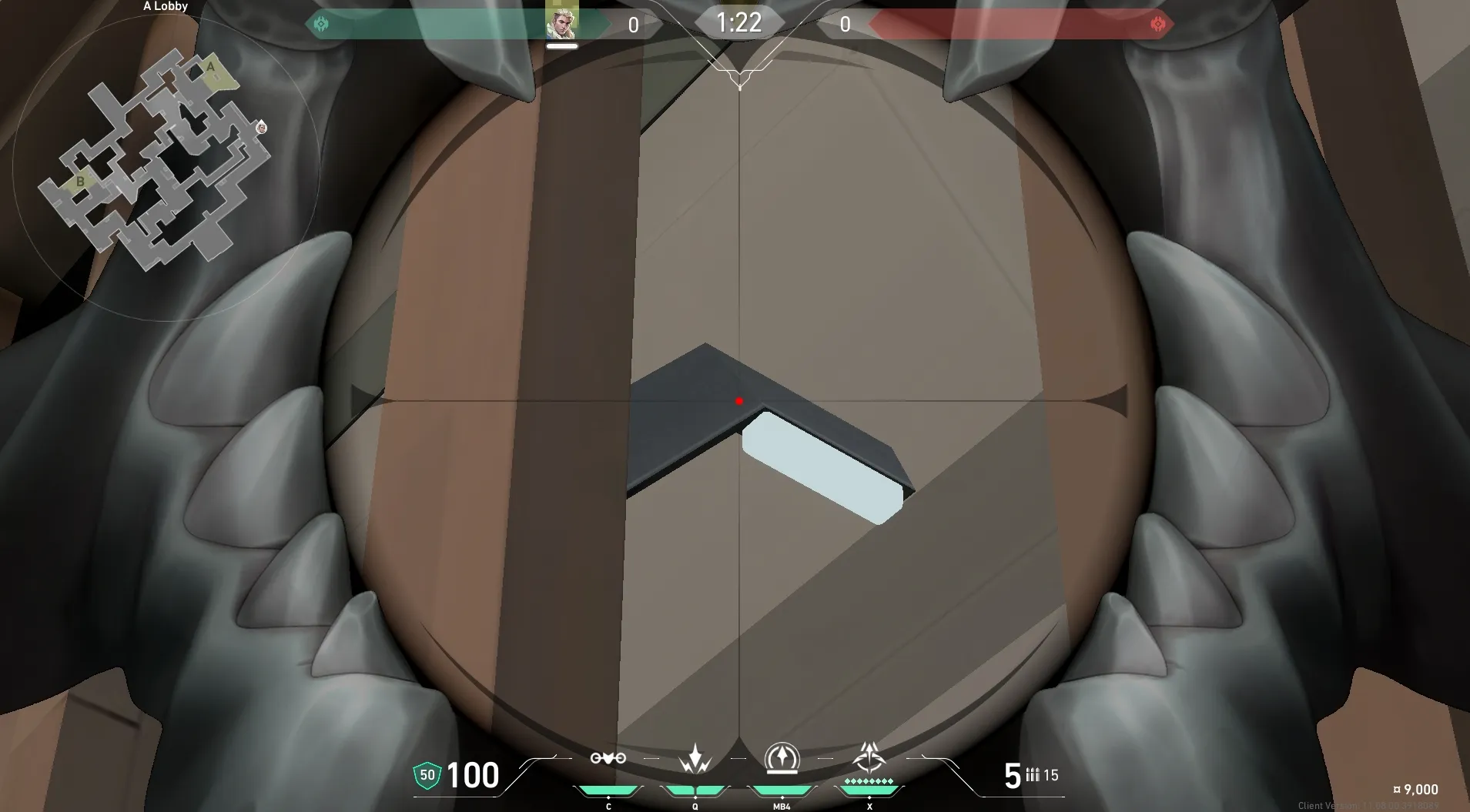 Sova Recon Bolt on Split Attack Site A — step 3 of 4: Aim — line up the shot
