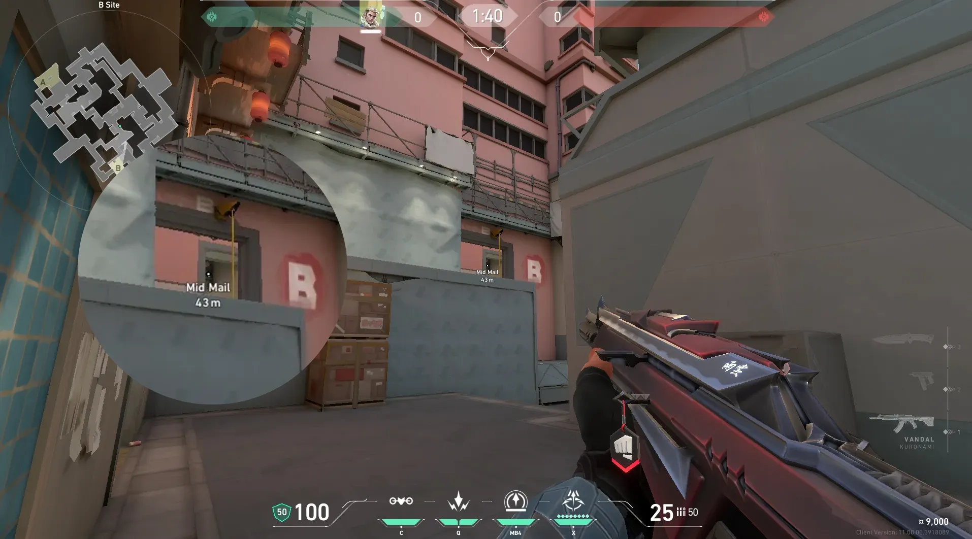 Sova Recon Bolt on Split Defense Mid — step 3 of 5: Aim — line up the shot