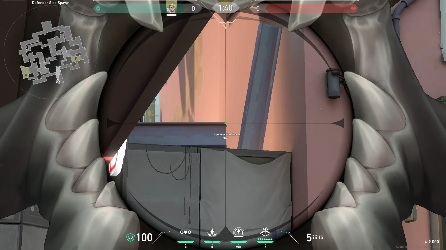 Sova Recon Bolt on Split Defense Mid — step 3 of 5: Aim — line up the shot