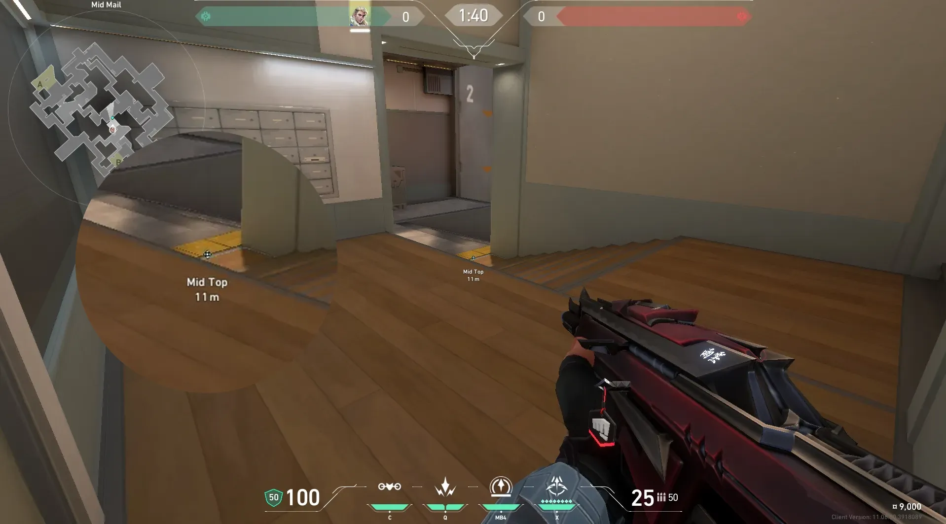 Sova Recon Bolt on Split Defense Mid — step 2 of 5: Aim — line up the shot