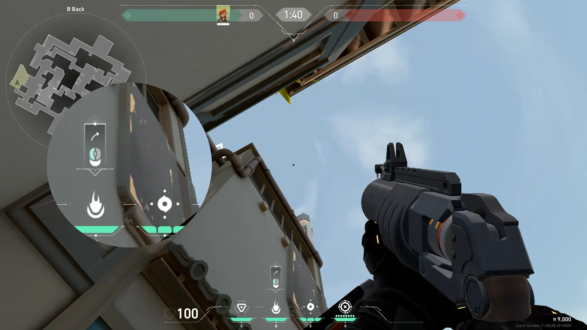 Brimstone Incendiary on Split Defense Site B — step 2 of 3: Aim — line up the shot