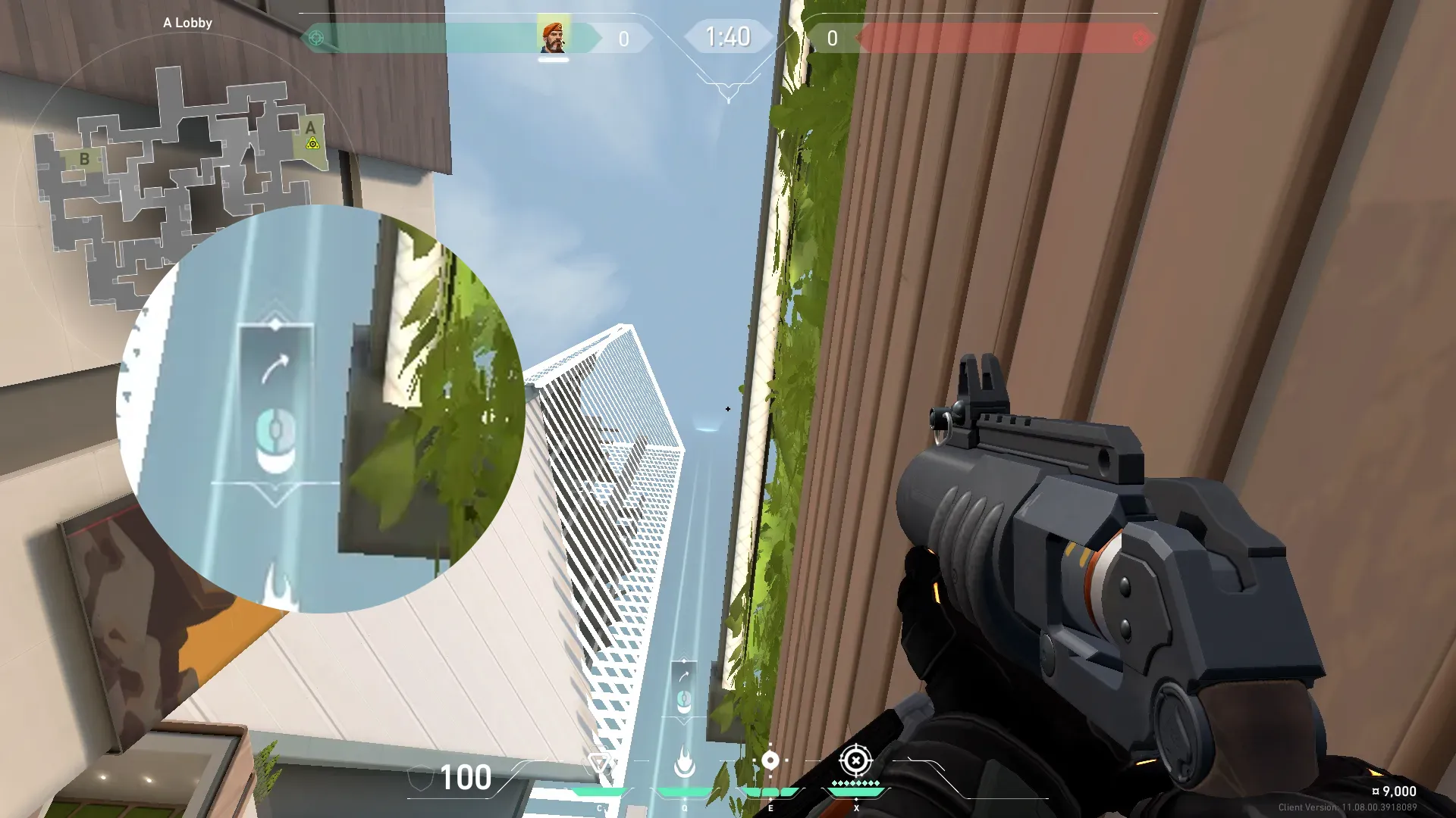 Brimstone Incendiary on Split Attack Site A — step 2 of 3: Aim — line up the shot