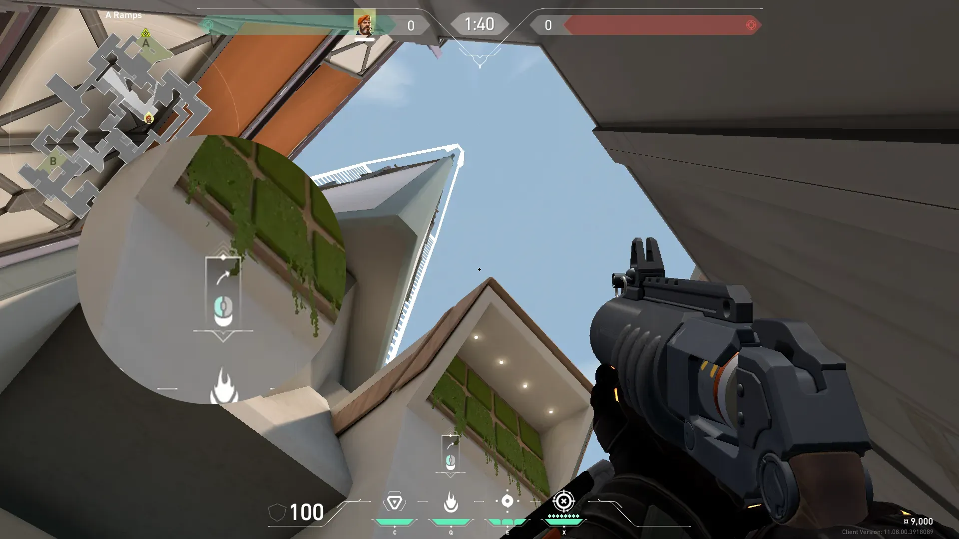 Brimstone Incendiary on Split Attack Site A — step 2 of 3: Aim — line up the shot