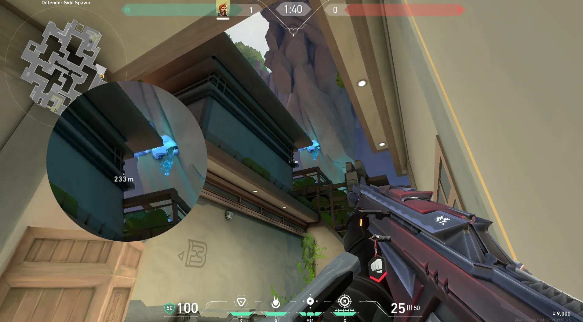 Brimstone Incendiary on Abyss Defense Site B — step 3 of 5: Aim — line up the shot